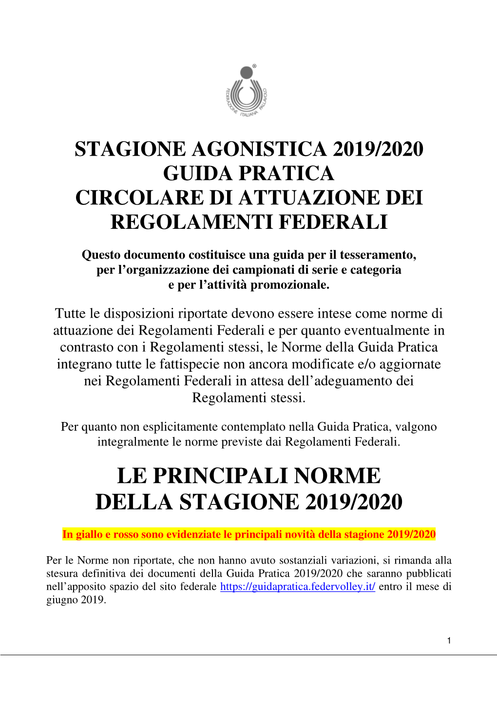 Le Principali Norme Della Stagione 2019/2020