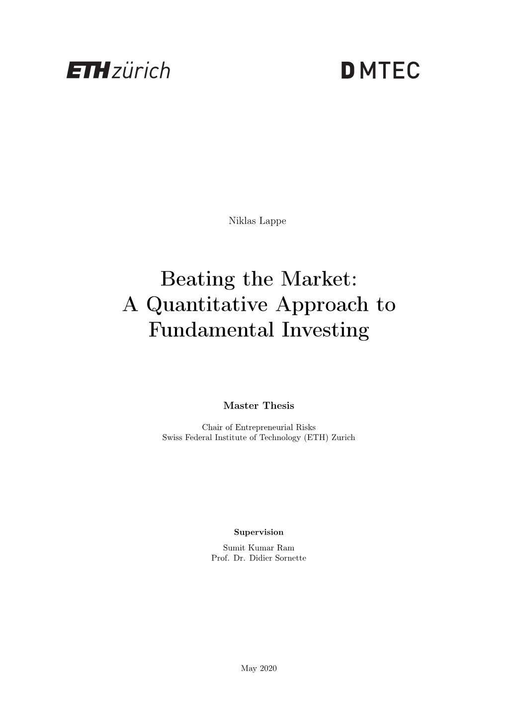 Beating the Market: a Quantitative Approach to Fundamental Investing