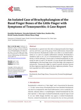 An Isolated Case of Brachyphalangism of the Basal Finger Bones of the Little Finger with Symptoms of Tenosynovitis: a Case Report