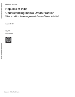 What Is Behind the Emergence of Census Towns in India? Public Disclosure Authorized