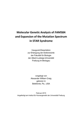 Molecular Genetic Analysis of FAM58A and Expansion of the Mutation Spectrum in STAR Syndrome
