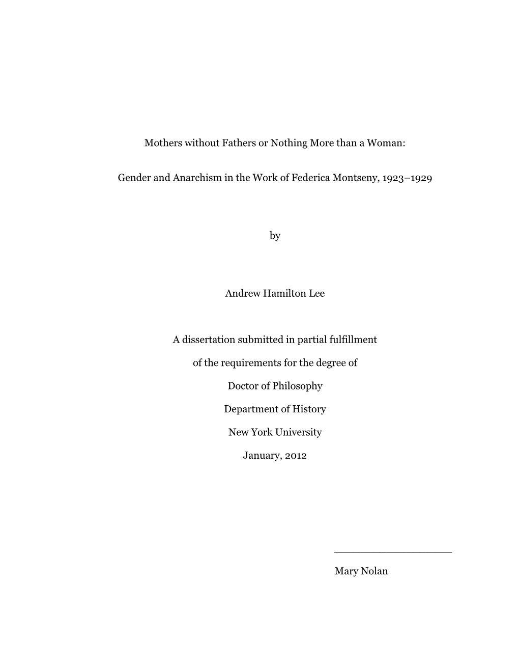 Gender and Anarchism in the Work of Federica Montseny, 1923–1929