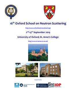 2Nd-13Th September 2019 University of Oxford, St. Anne's College