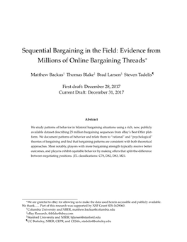Sequential Bargaining in the Field: Evidence from Millions of Online Bargaining Threads∗