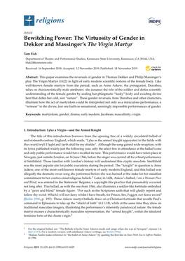 Bewitching Power: the Virtuosity of Gender in Dekker and Massinger's the Virgin Martyr