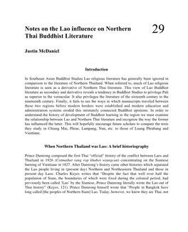 Notes on the Lao Influence on Northern Thai Buddhist Literature