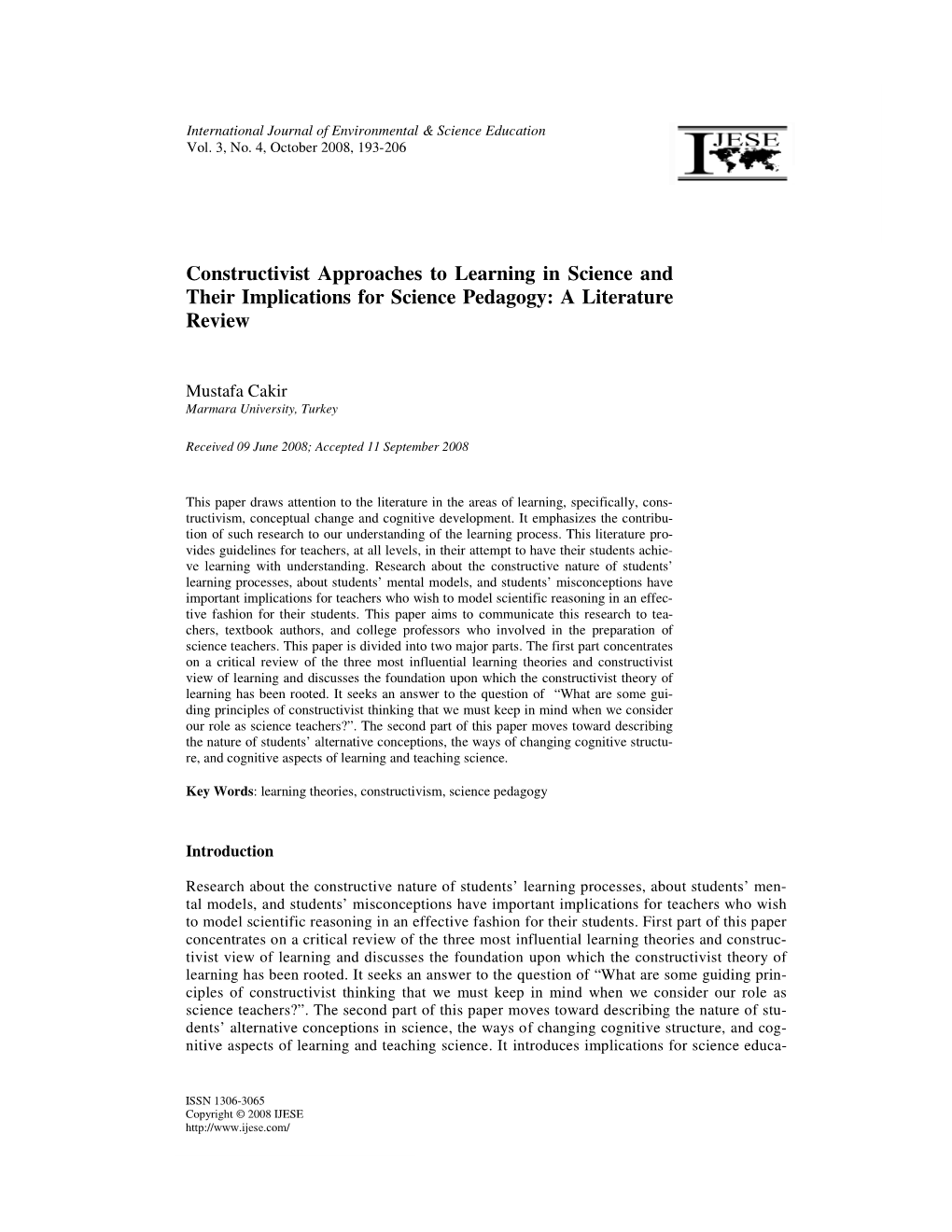 Constructivist Approaches to Learning in Science and Their Implications for Science Pedagogy: a Literature Review