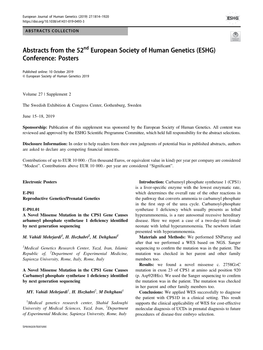 Abstracts from the 52Nd European Society of Human Genetics (ESHG) Conference: Posters