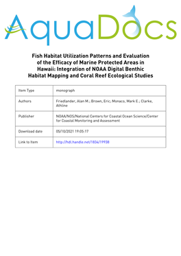 Fish Habitat Utilization Patterns and Evaluation Of