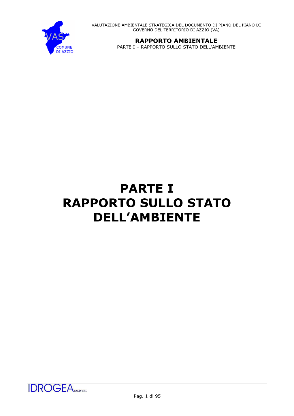 Parte I Rapporto Sullo Stato Dell'ambiente