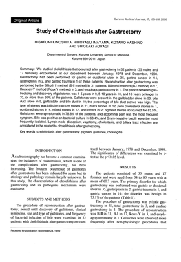 Study of Cholelithiasis After Gastrectomy