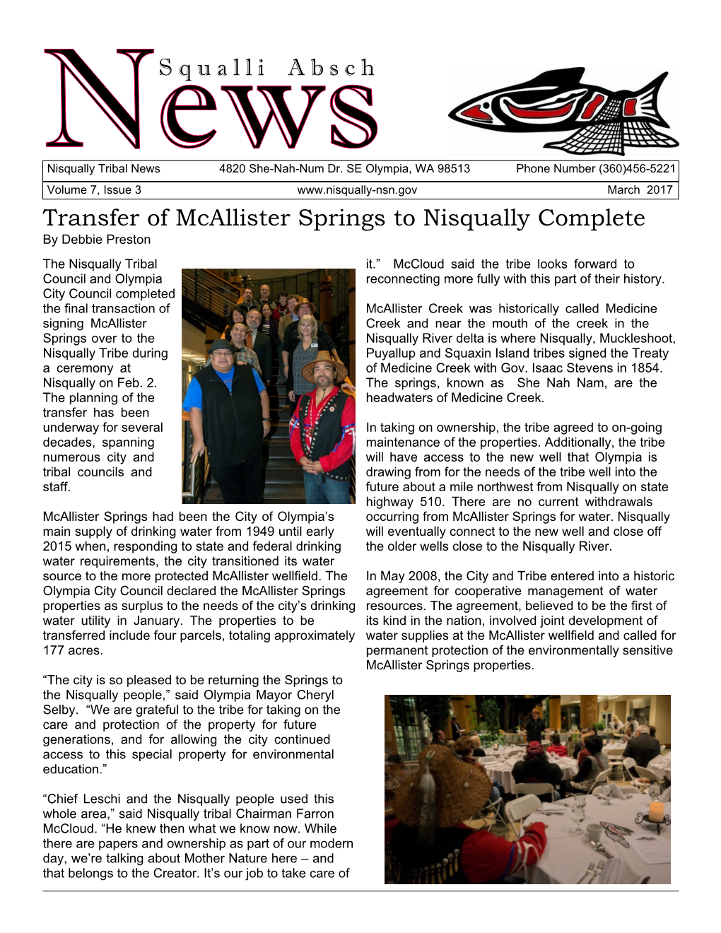 S Q U a L L I a B S C H Transfer of Mcallister Springs to Nisqually