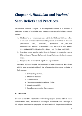 Chapter 4. Hinduism and Varkari Sect- Beliefs and Practices