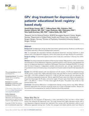 Gps' Drug Treatment for Depression by Patients' Educational Level