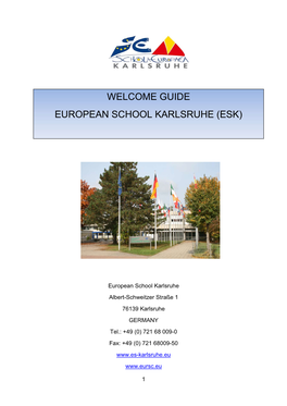 Welcome Guide European School Karlsruhe (Esk)