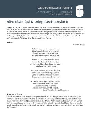 Bible Study: God Is Calling (Jonah: Session 1)