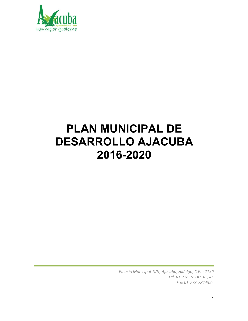 Plan Municipal De Desarrollo Ajacuba 2016-2020