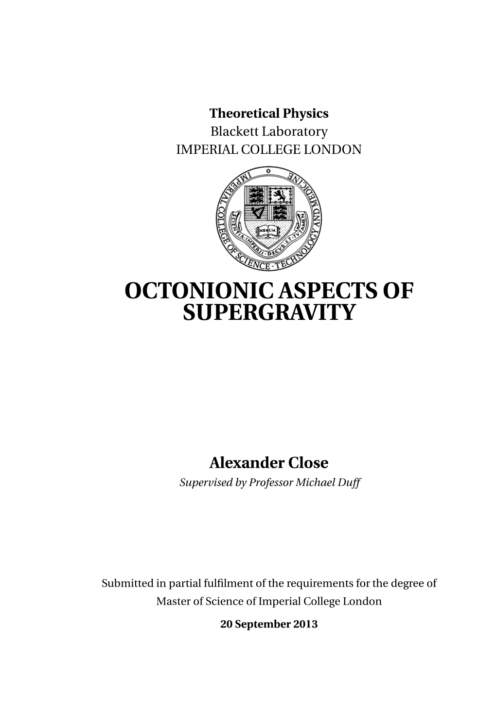 Octonionic Aspects of Supergravity