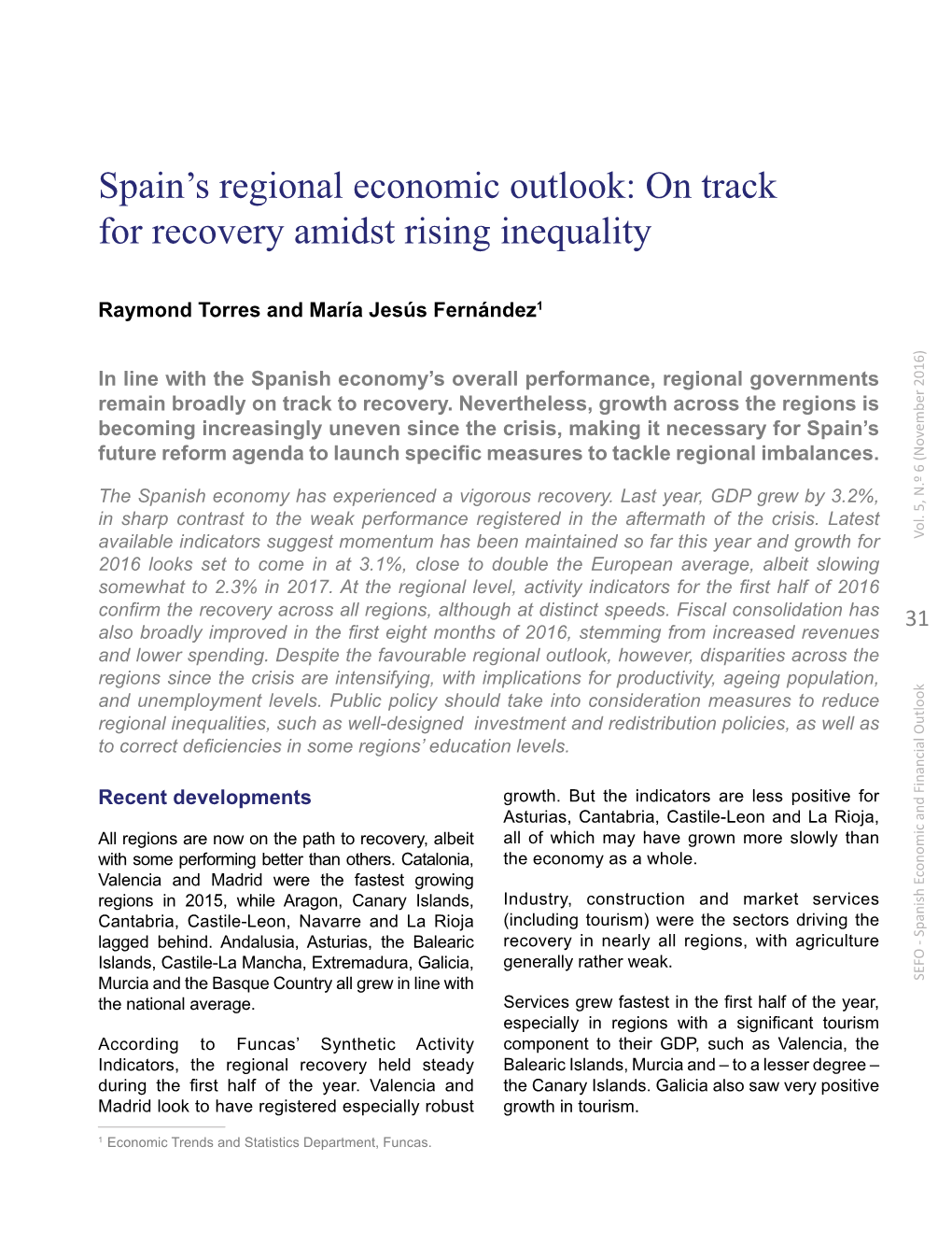 Spain's Regional Economic Outlook