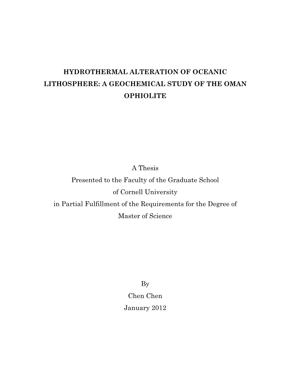 Hydrothermal Alteration of Oceanic