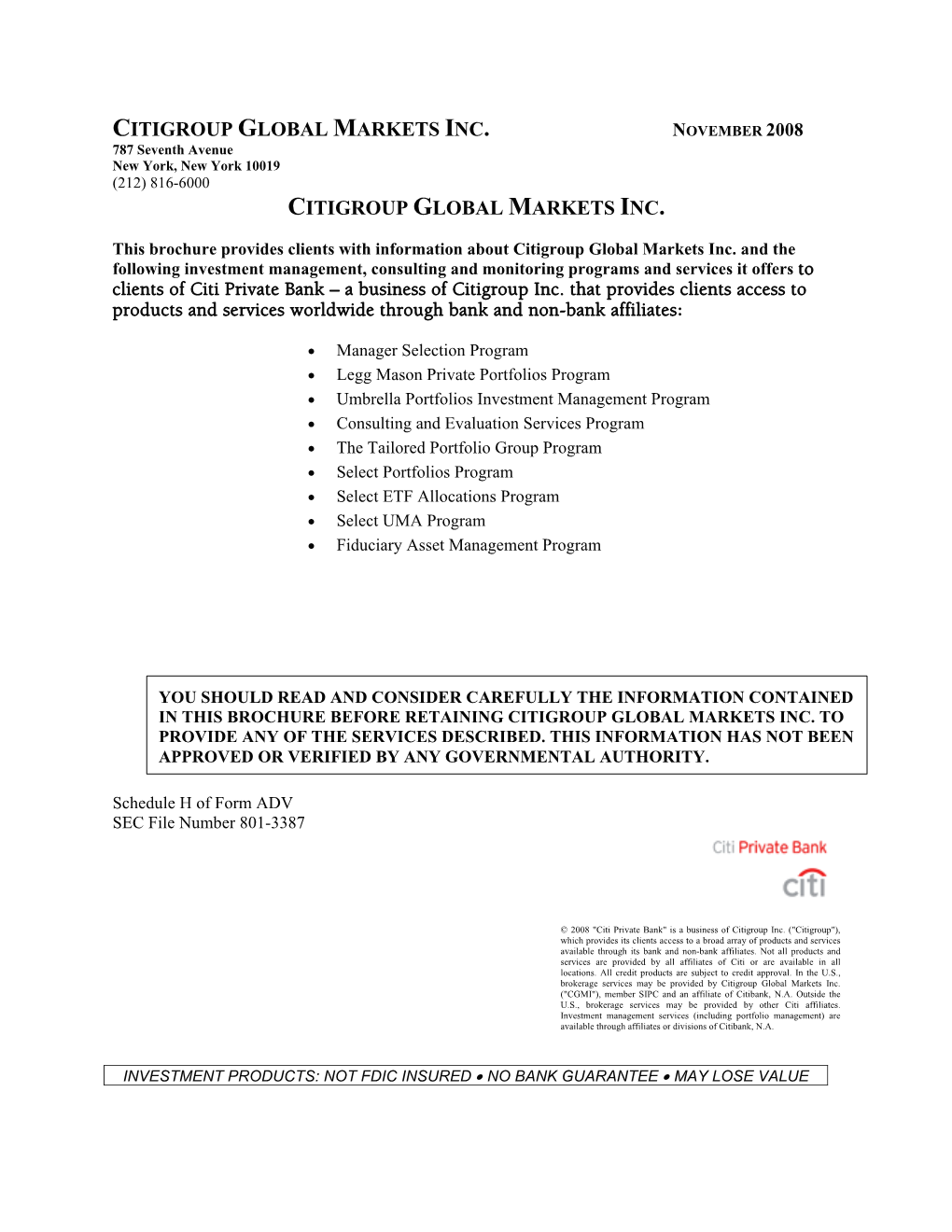 Citigroup Global Markets Inc