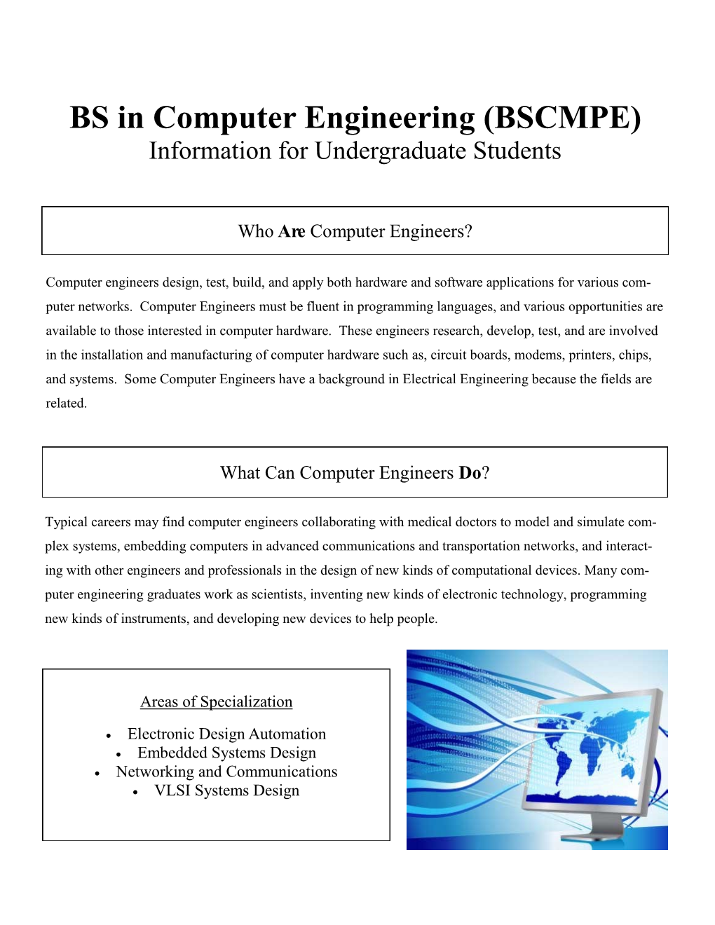 BS in Computer Engineering (BSCMPE) Information for Undergraduate Students