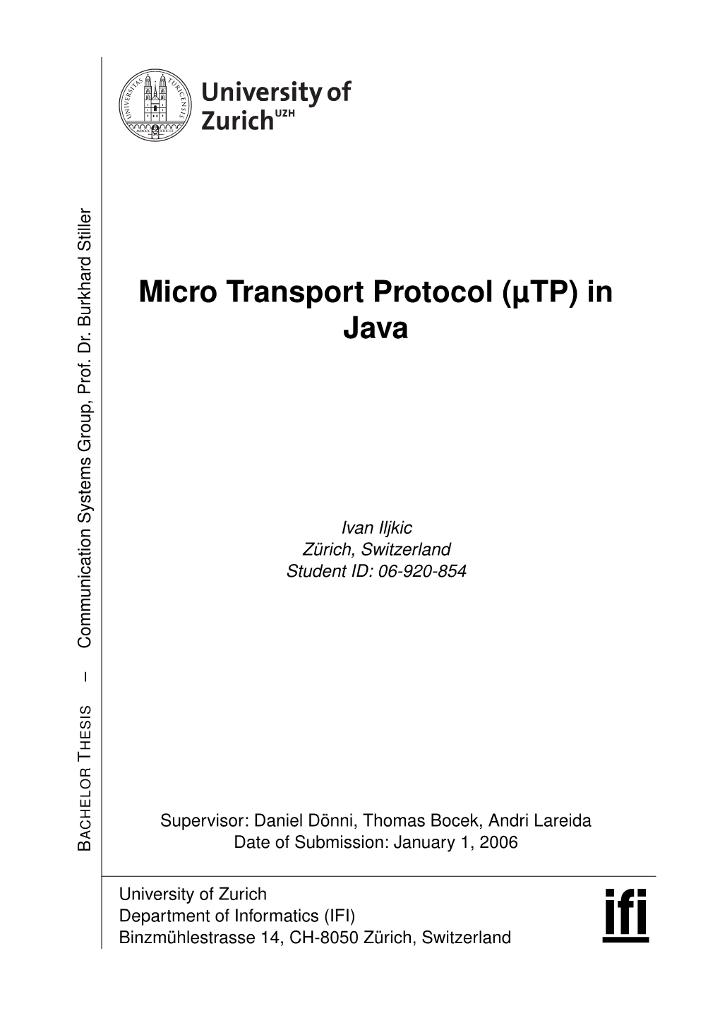 Micro Transport Protocol (Μtp) in Java