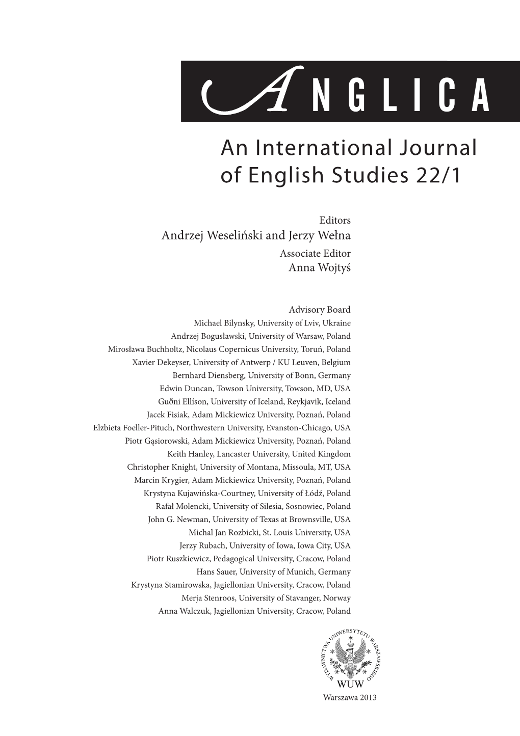 An International Journal of English Studies 22/1