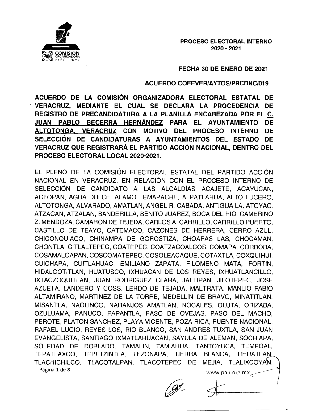 Procedencia Altotonga. Juan P. Becerra Hernandez 1