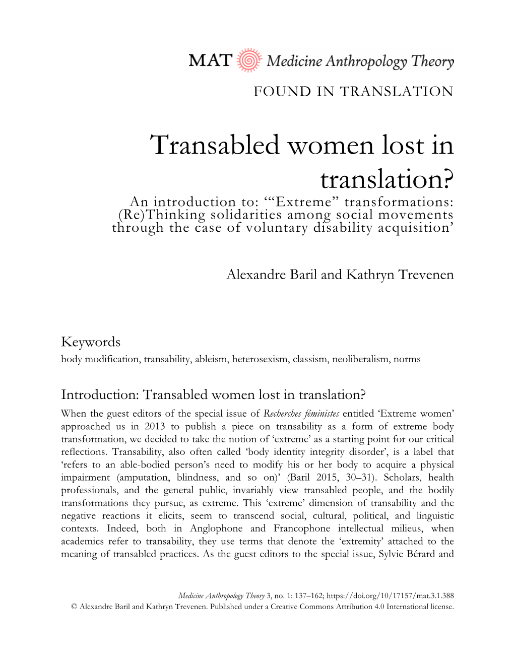 Transabled Women Lost in Translation?