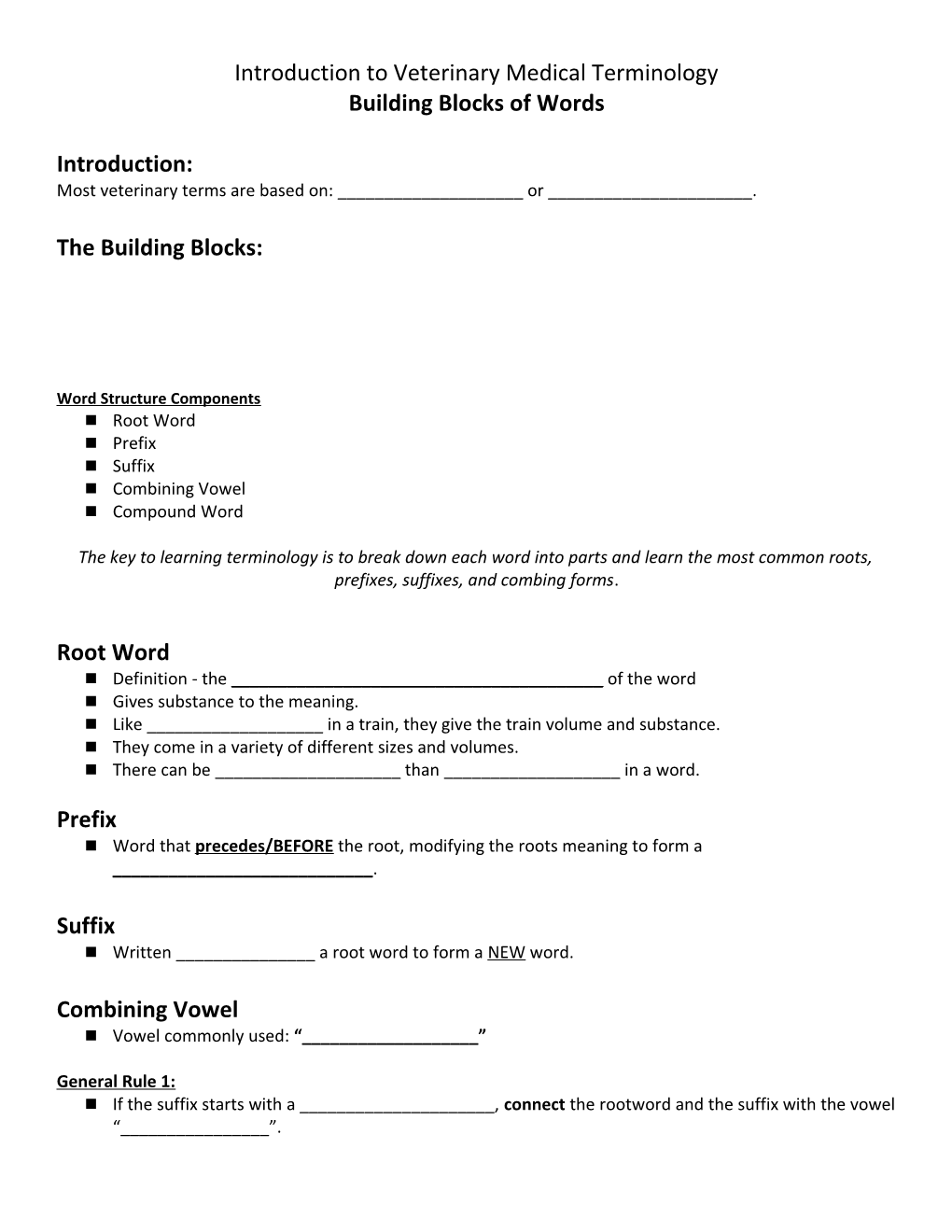 Introduction to Veterinary Medical Terminology