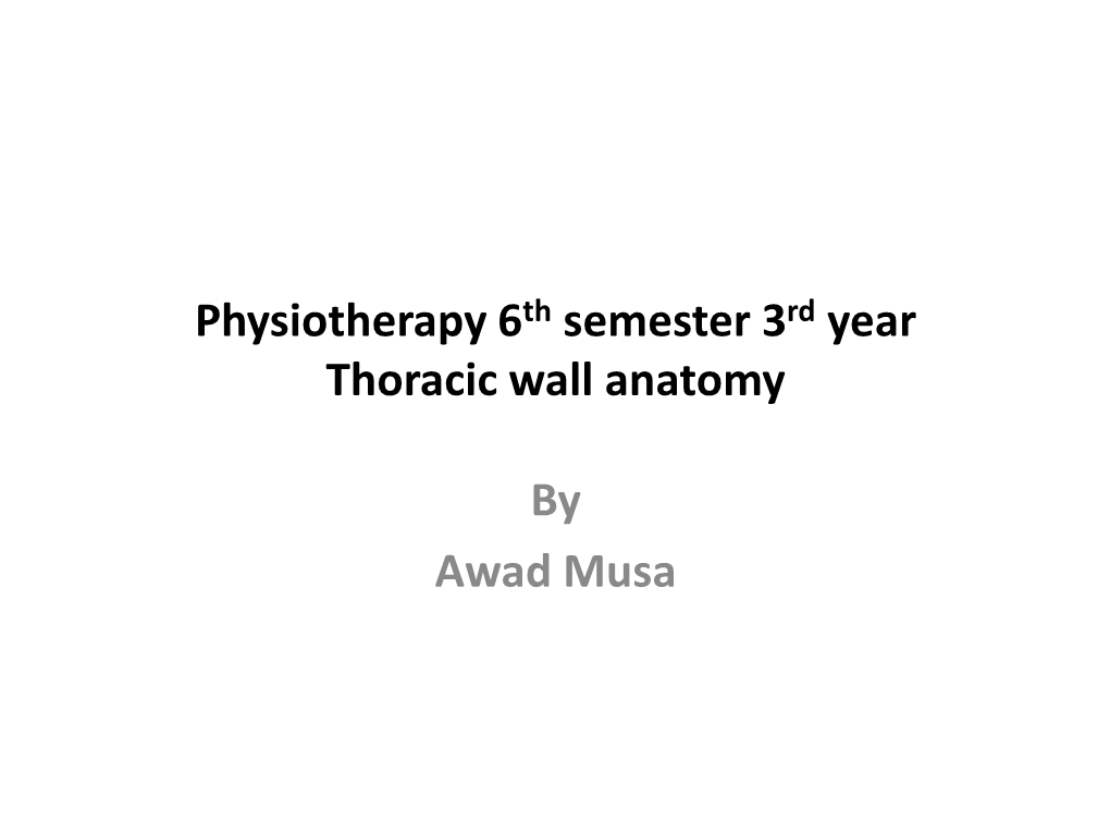 Thoracic Wall Anatomy