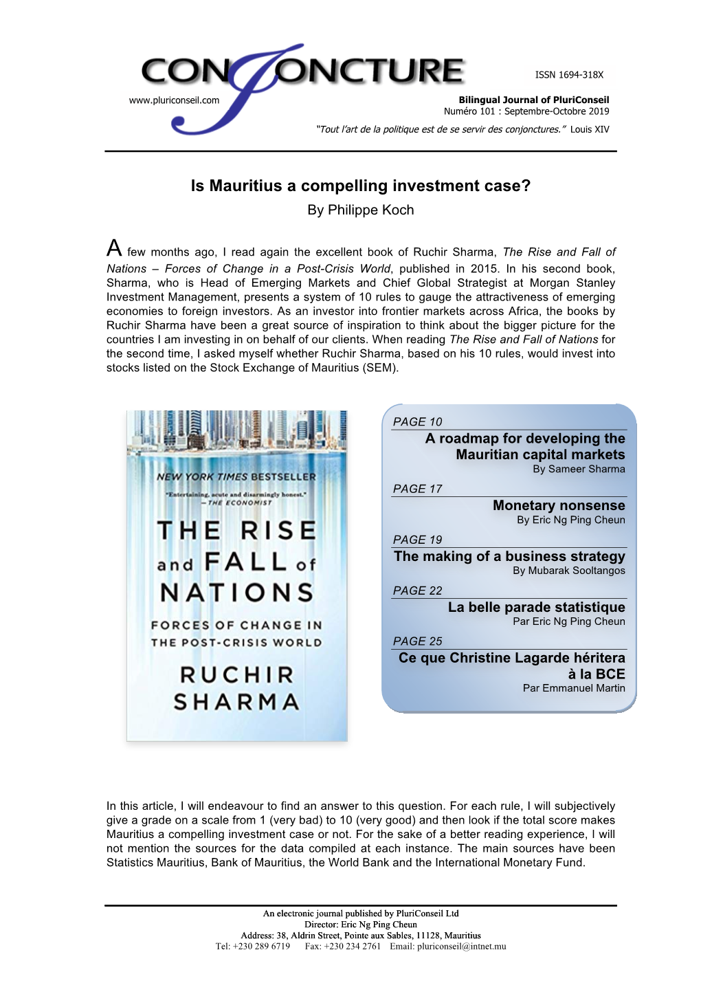 Is Mauritius a Compelling Investment Case? by Philippe Koch