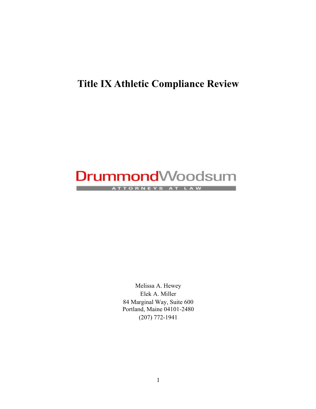 Title IX Athletic Compliance Review