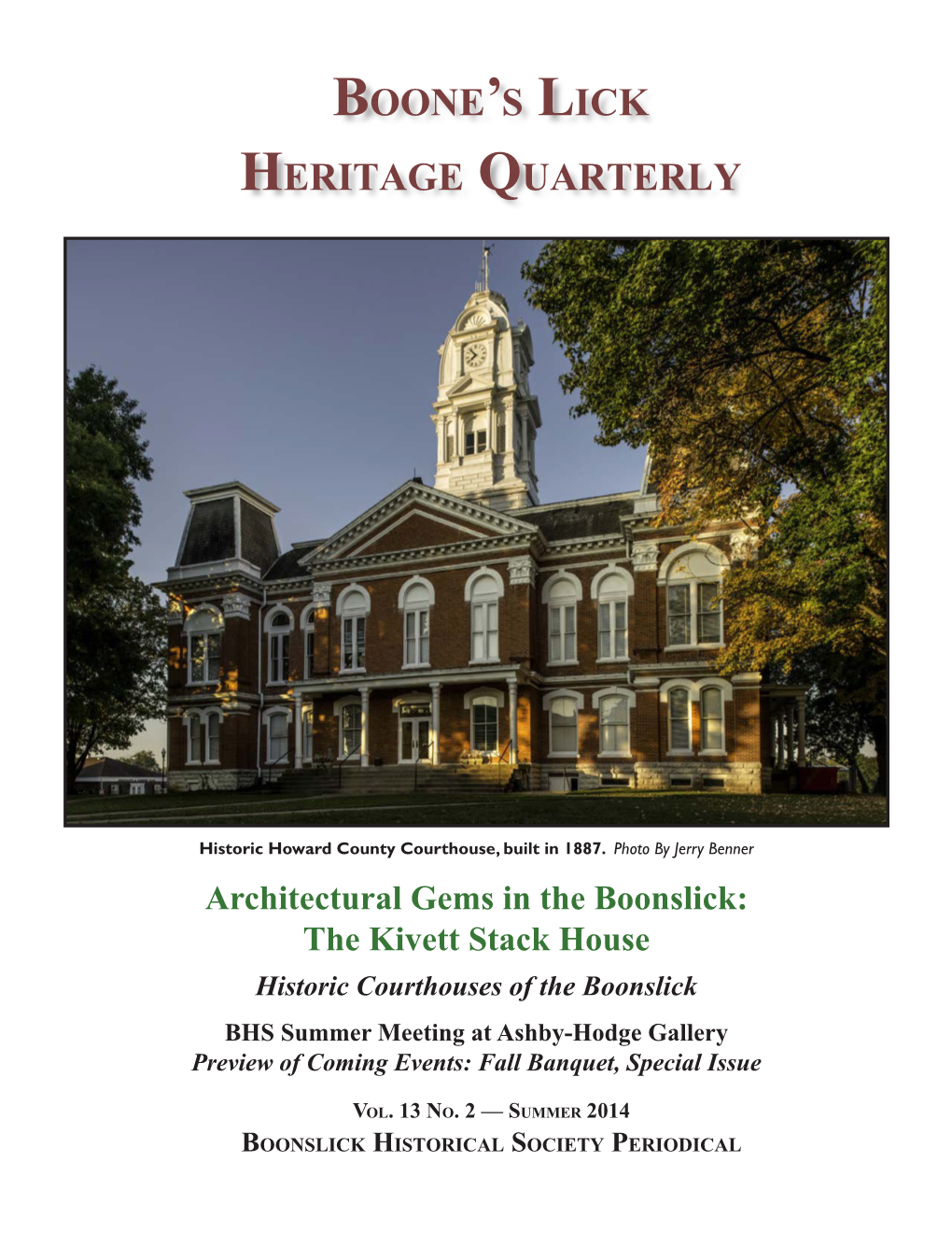 Boone's Lick Heritage Quarterly