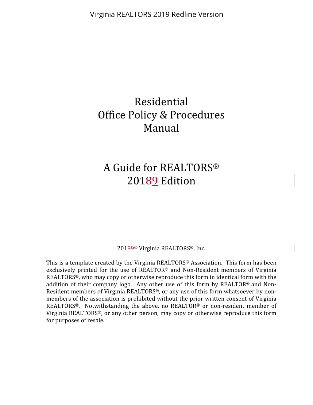 Broker Office Policy Manual 2019