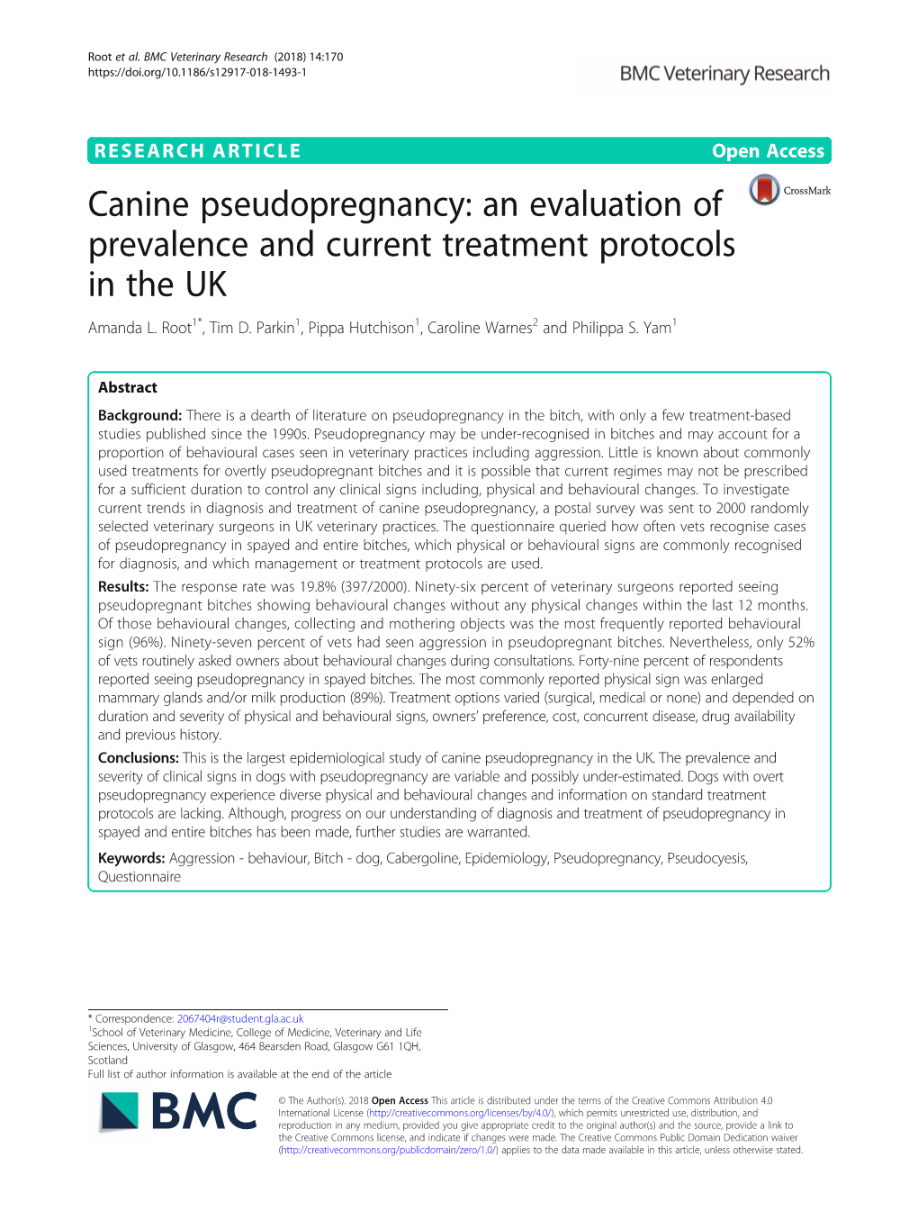 Canine Pseudopregnancy: an Evaluation of Prevalence and Current Treatment Protocols in the UK Amanda L