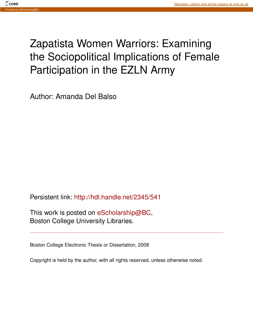 Zapatista Women Warriors: Examining the Sociopolitical Implications of Female Participation in the EZLN Army