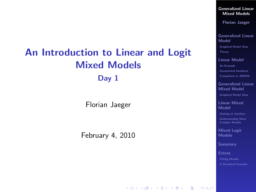 An Introduction to Linear and Logit Mixed Models