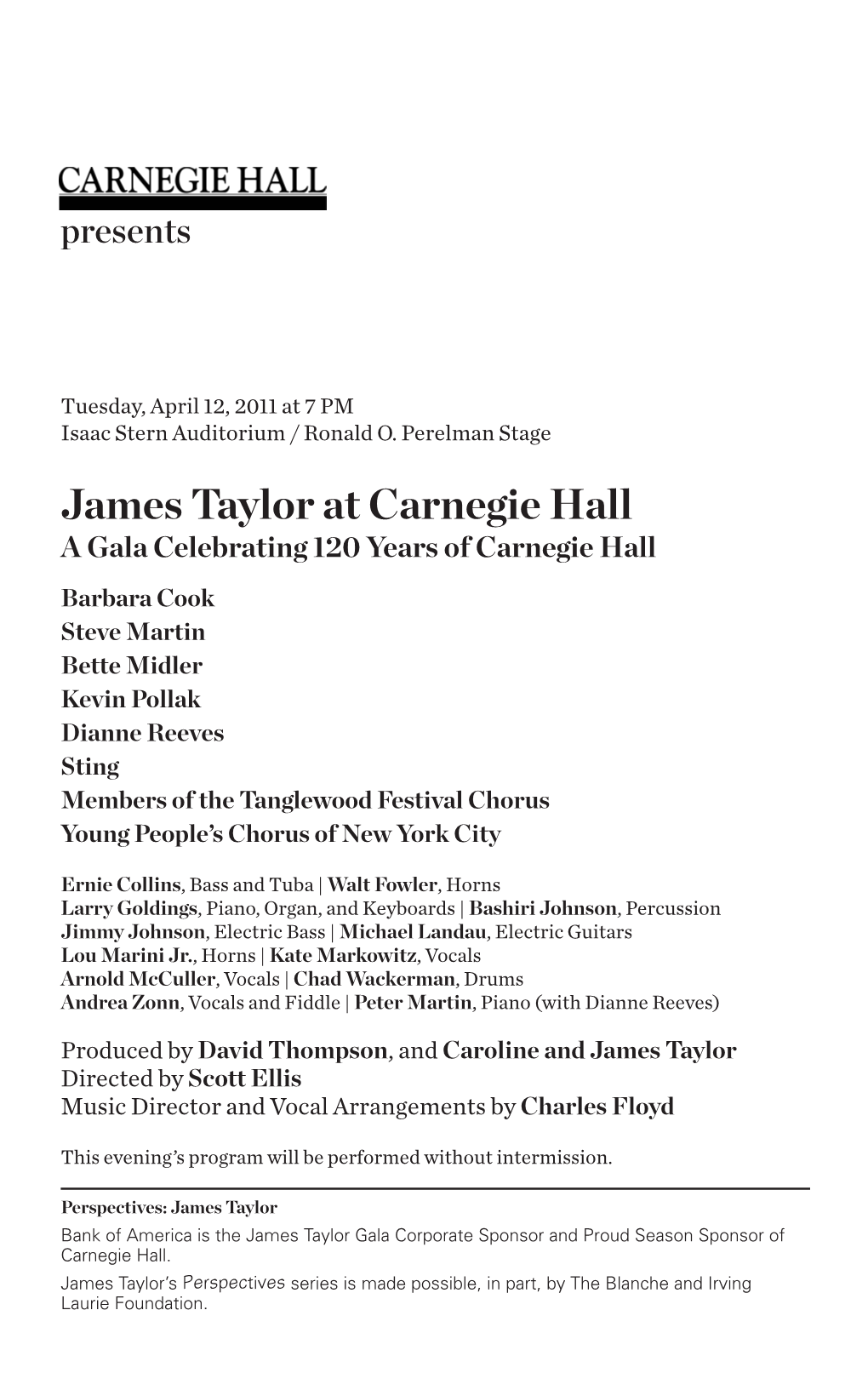 James Taylor at Carnegie Hall