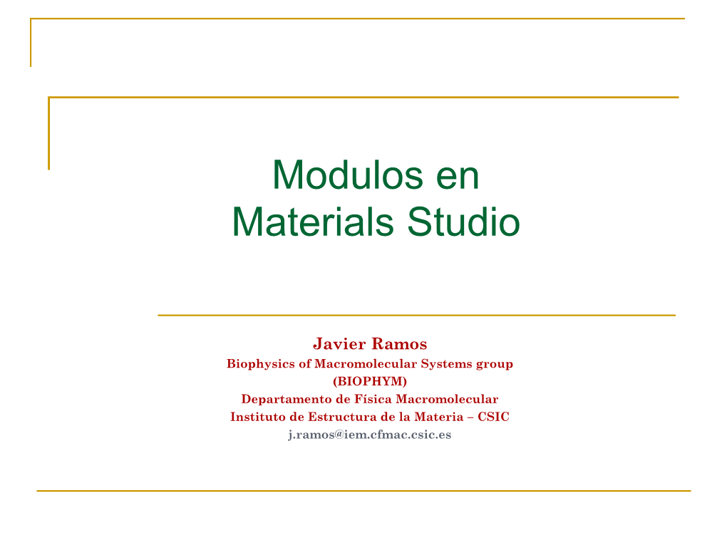 Modulos En Materials Studio