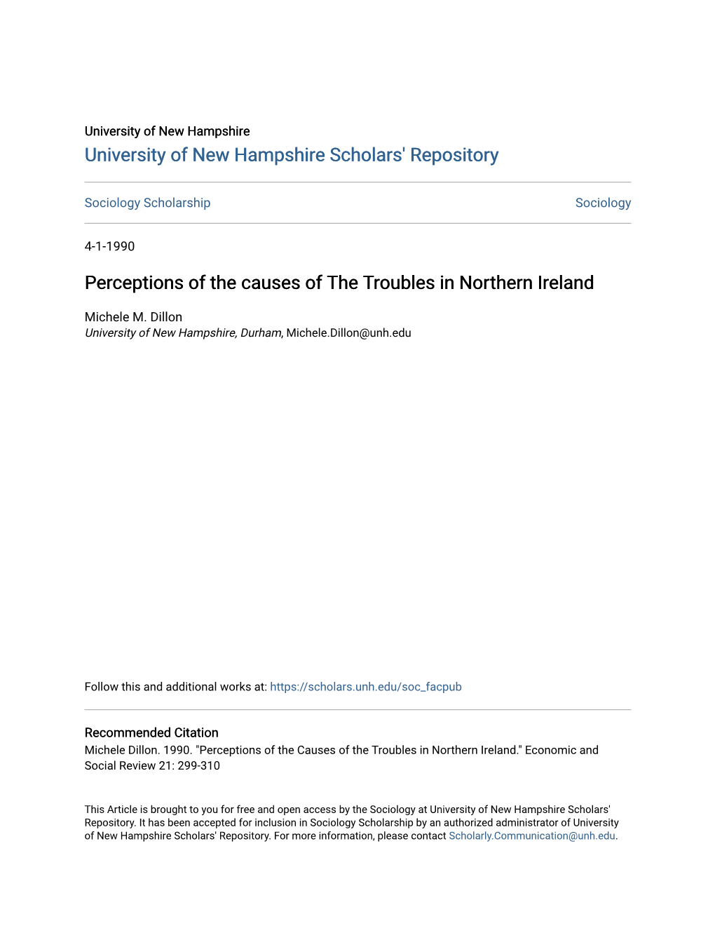 Perceptions of the Causes of the Troubles in Northern Ireland