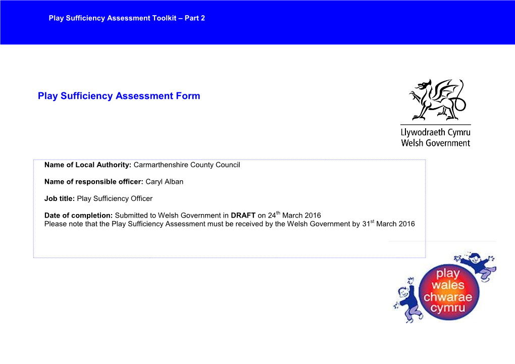 Play Sufficiency Assessment Toolkit – Part 2