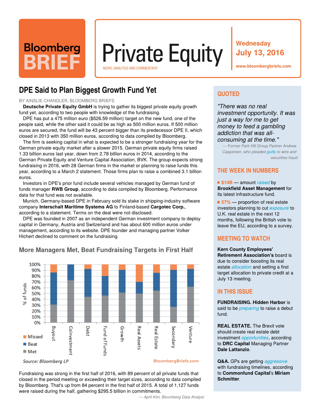 Bloomberg Brief: Private Equity COMMITMENTS