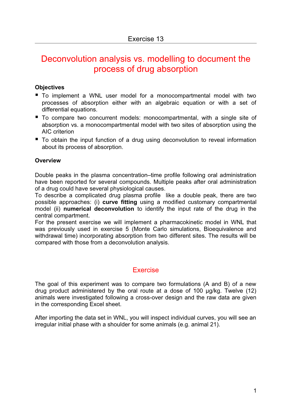 Deconvolution Analysis Vs