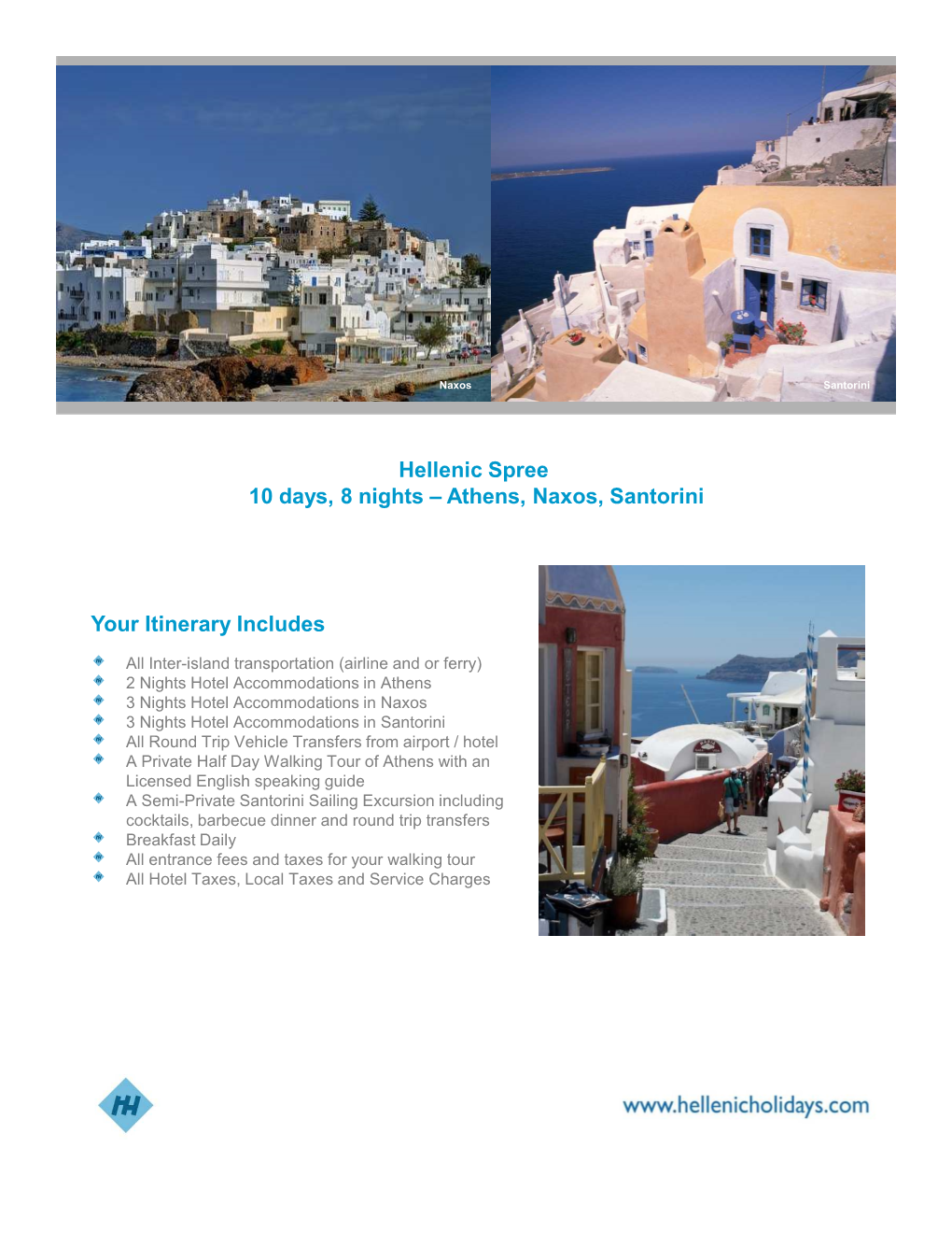 Athens, Naxos, Santorini