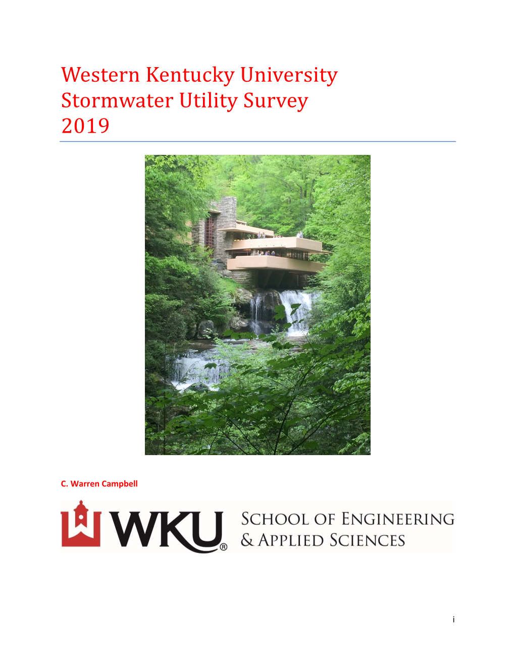 Western Kentucky University Stormwater Utility Survey 2019