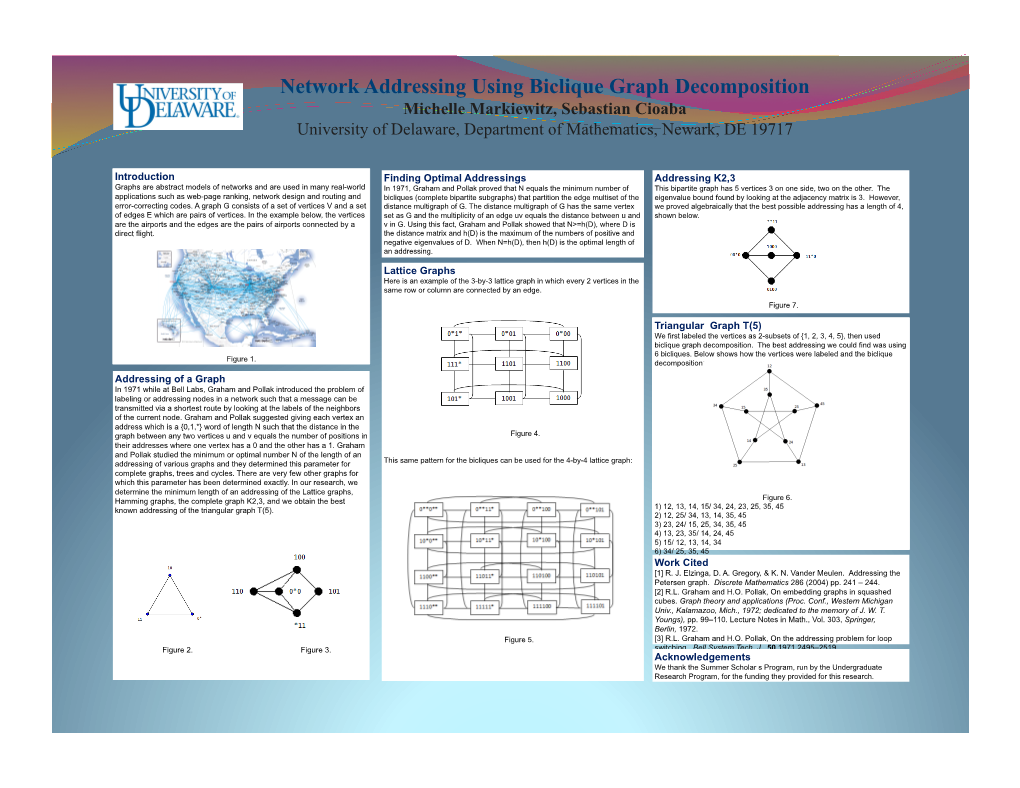 Network Addressing Using Biclique Graph Decomposition Michelle Markiewitz, Sebastian Cioaba University of Delaware, Department of Mathematics, Newark, DE 19717