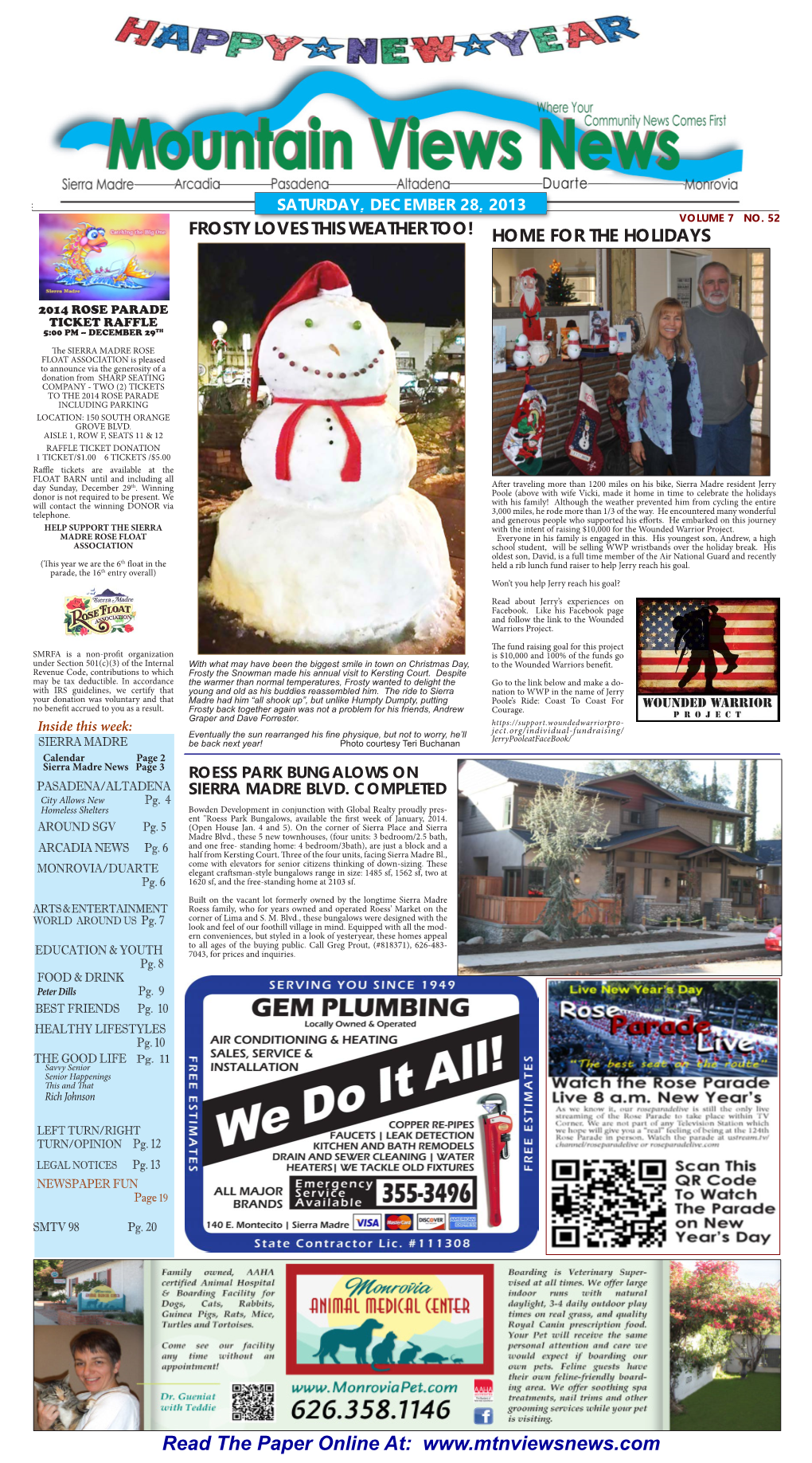 Read the Paper Online At: 2 Mountain View News Saturday, December 28, 2013 CALENDAR