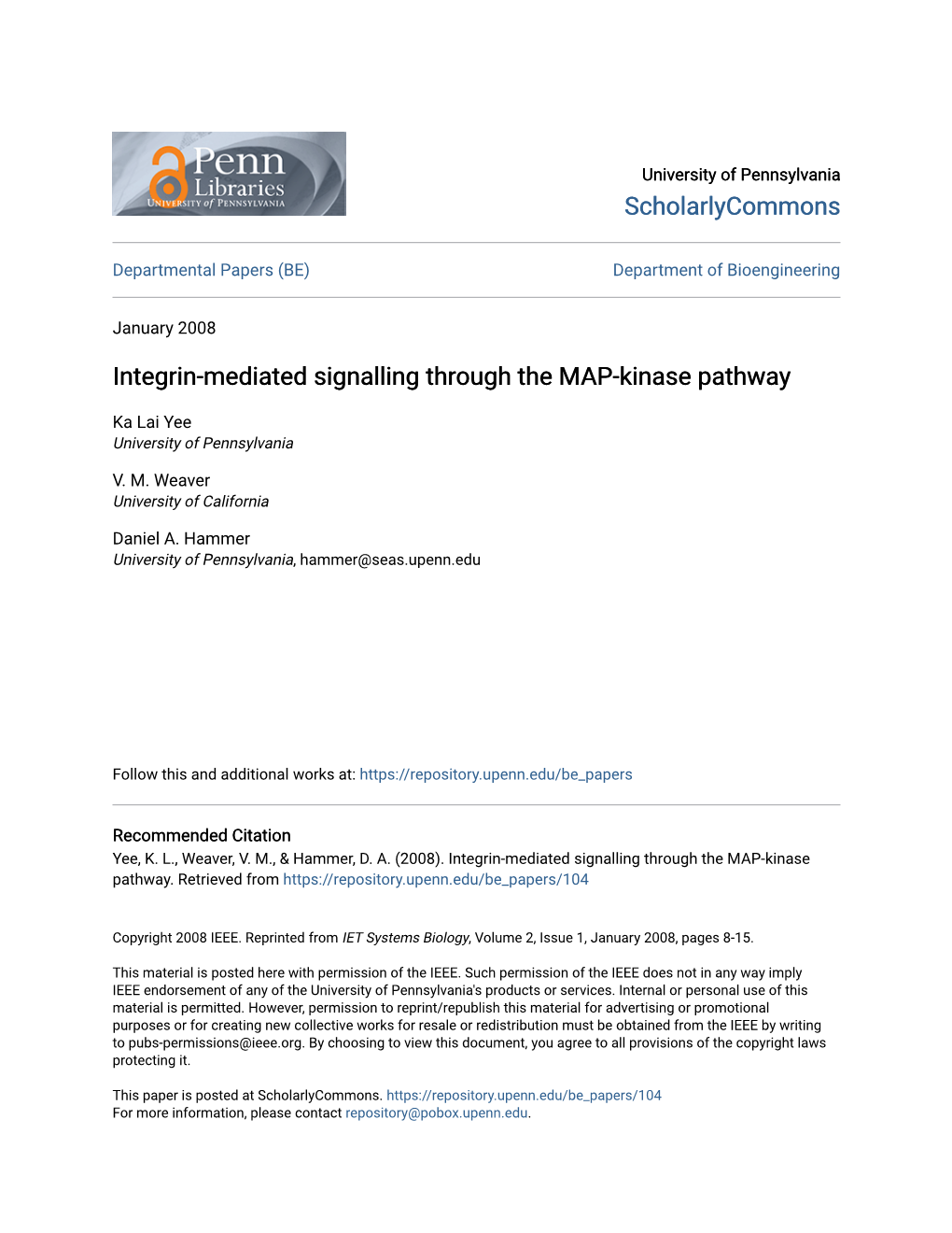 Integrin-Mediated Signalling Through the MAP-Kinase Pathway